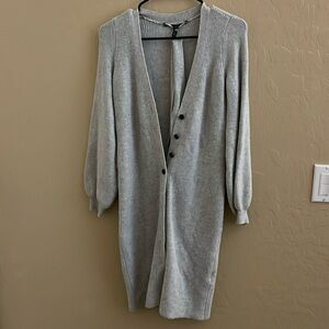 White House Black Market Women’s Gray Cardigan with Detachable Wool Belt Size SX